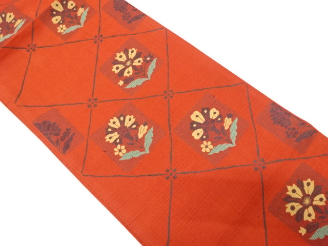 JAPANESE KIMONO / VINTAGE FUKURO OBI / SILK / WOVEN DIAGONAL GRID